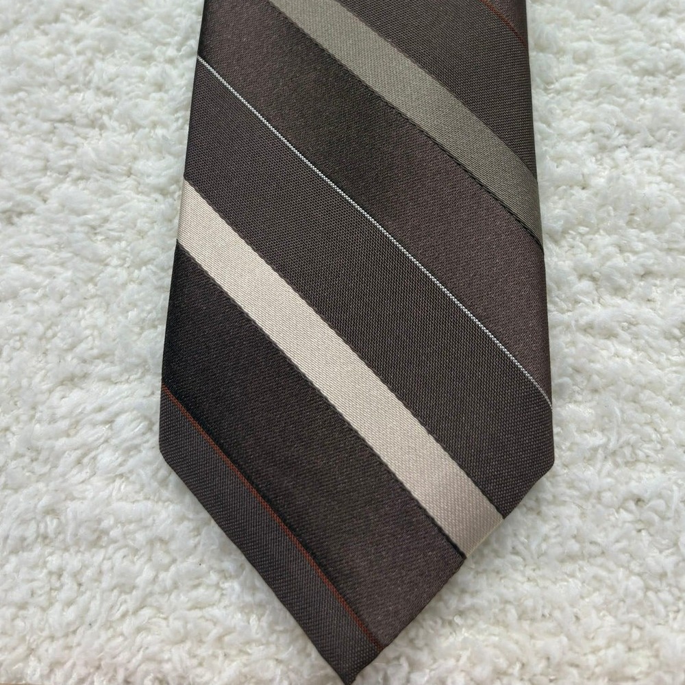Wembley Necktie Tie Mens Brown Excellent Polysilk Luxury Striped WPL 4075